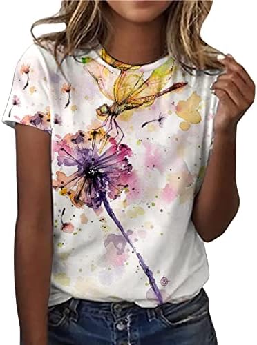 Uikmnh Žensko ljeto opušteno FIT TEE kratka bluza s kratkim rukavima cvjetna tunika košulja