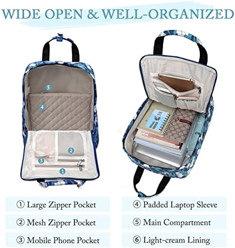 VASCHY backpack za laptop za žene, 15.6inch vintage ruksak za knjige Daypack, vodootporan ranac za koledž