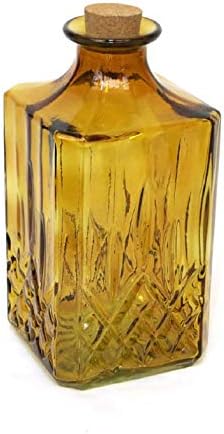 Mala dolina - velika debela ukrasna ukrasna amber staklena boca apoteka sa čepom čepom - Mjere 7 visoka