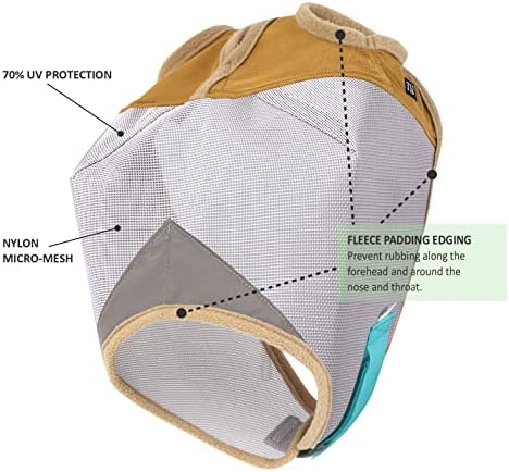 Maske za muhe za konje bez ušiju - mreža koja ne prenosi toplotu - 70% Uv zaštita - prozračna Flymask za