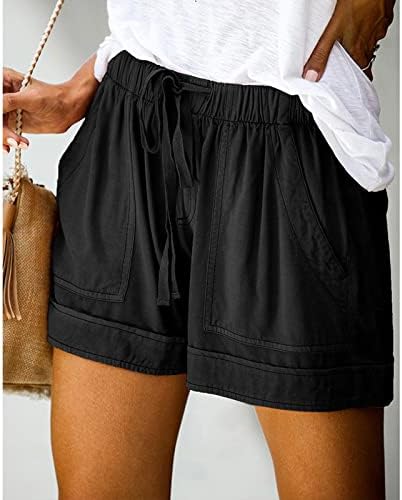 Hlače za žene Ljetne casual elastične struke široke noge hlače za vuču Comfy Ruched Plus size plaže kratke