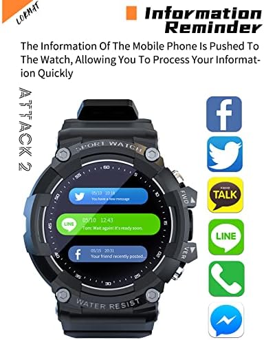 Oxsioeih Vojni taktički pametni satovi za muškarce 1,28 5ATM vodootporni fitnes tracker Smartwatch za Android