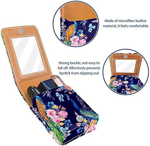 Paunovi i cvijeće kožna torbica za ruž za usne sa ogledalom Mini torba za šminkanje svakodnevno popravljanje