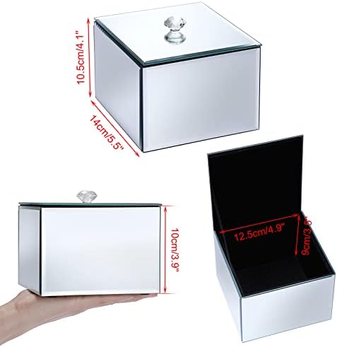 Kutija za staklenu zrcalu HIPIWE sa kristalnom ručkom Srebrna trinketa Organizovanje blaga Objave za čaše