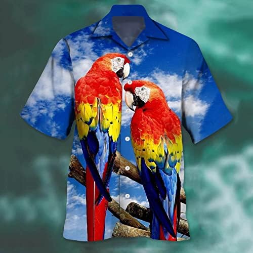 2023 Nova muška proljeća / ljetna modna casual papagajnog print Party Beach Lable Ispis Majica s kratkim