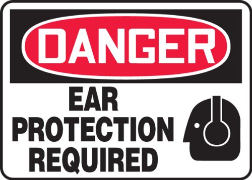 AccuForm MPPE032VP plastični sigurnosni znak, OPASNOST ZAŠTITA EAR POTREBNA Uz grafiku, 10 dužine x 14 širine