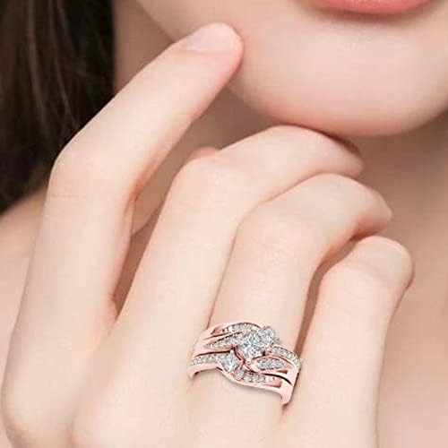 Prstenovi Men Set Rose Gold Promise Prstenovi Delikatni dizajn Knot Set Diamond Modni prsten Light Luksuzni