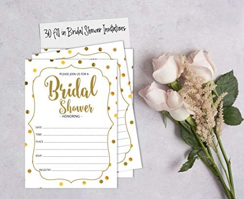 InkDotpot 30 Bridal Tuš pozivnice Zlatni konfeti Stil za popunjavanje vjenčanja poziva prazne pozive