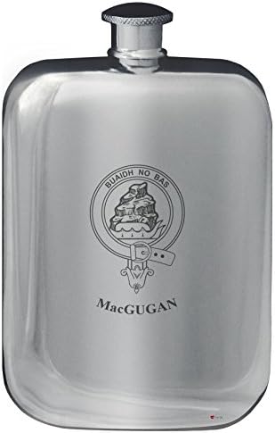 MacGugan Family Crest dizajn džepna tikvica za kuk 6oz zaobljena polirana kositra