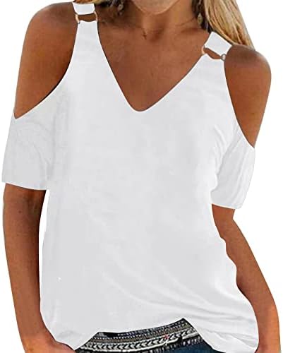 Uikmnh Womens Solid Baggy bluza Hladno ramena kratki rukav majica Majica Summer Majica