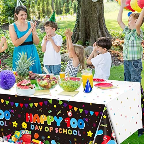 3 Pakovanje sretnih 100 dana školskog ukrasa za stolnjak, 100. dan školske plastične stol za stol za djecu