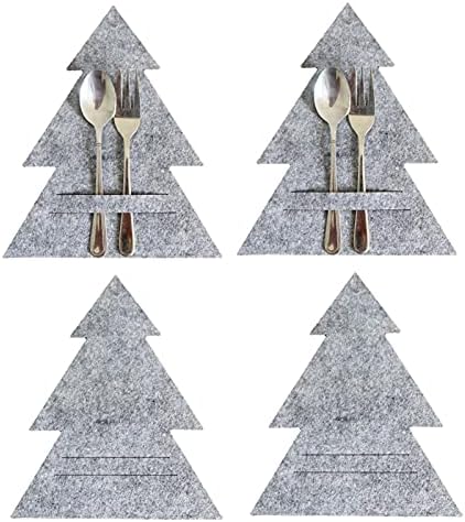 Božić pribor za jelo torba, 4kom Tabela kašika Organizator za trpezarijski sto, siva Jelka u obliku srebrnog