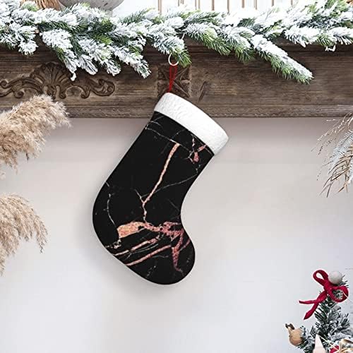 AABSTBFM Black Rose Gold Marble Božićne čarape Kamin Viseći čarape za obiteljski Božićni ukras Odmor sezona
