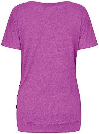 Košulje za teen djevojke, ljetne kratke rukove Trendi košulje za žene od plaže Criss Cross CACT CAMI Gumb