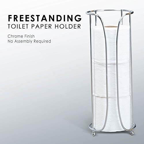 Samostojeći toaletni držač za toaletni papir, za standardni toaletni papir, kromiran čvrsta metalna konstrukcija