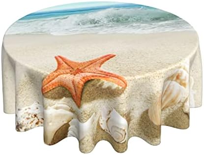Aitukang ljetna plaža okrugli stolnjak 60 inča Nautički okeanski talasi stolnjak vodootporan perivi poliester Obalni krug stol za kuhinjski unutarnji vanjski stol ukras