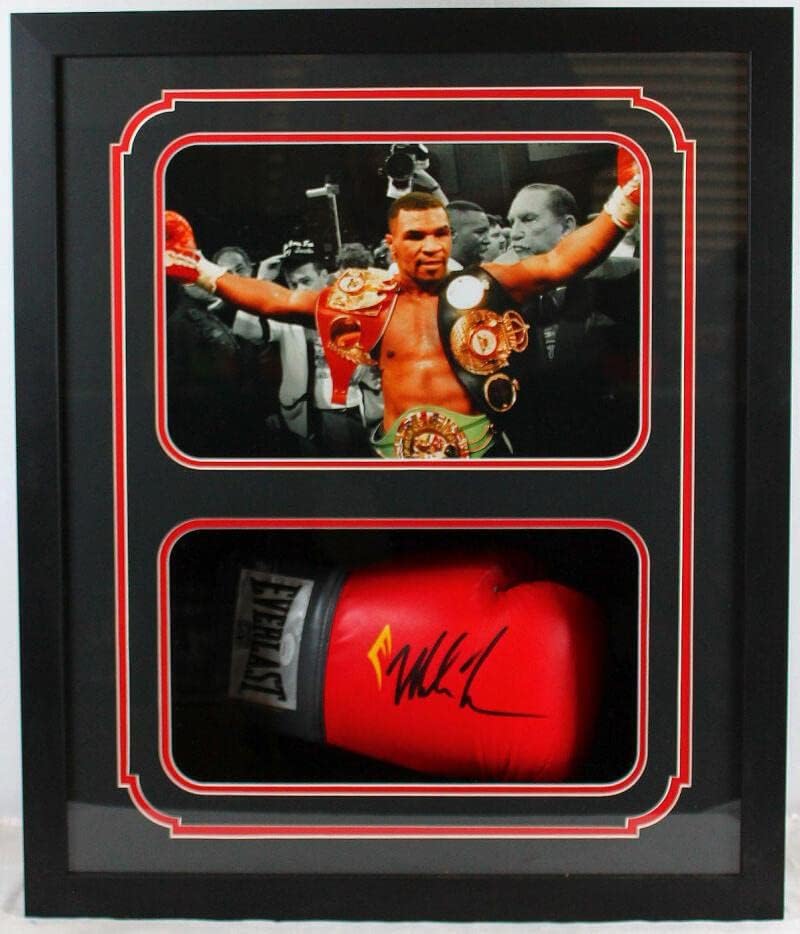 Mike Tyson autographed shadow Box Red Everfreshboxing Glove Arms Up-JSA W Auth - autographed bokserske rukavice