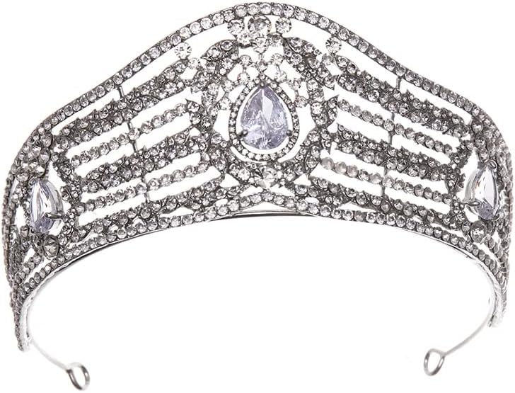 XUKY srebrna boja Kristalna kruna Tiara vještački dijamant Prom princeza Diadem žene Svadbeni vjenčani Dodaci
