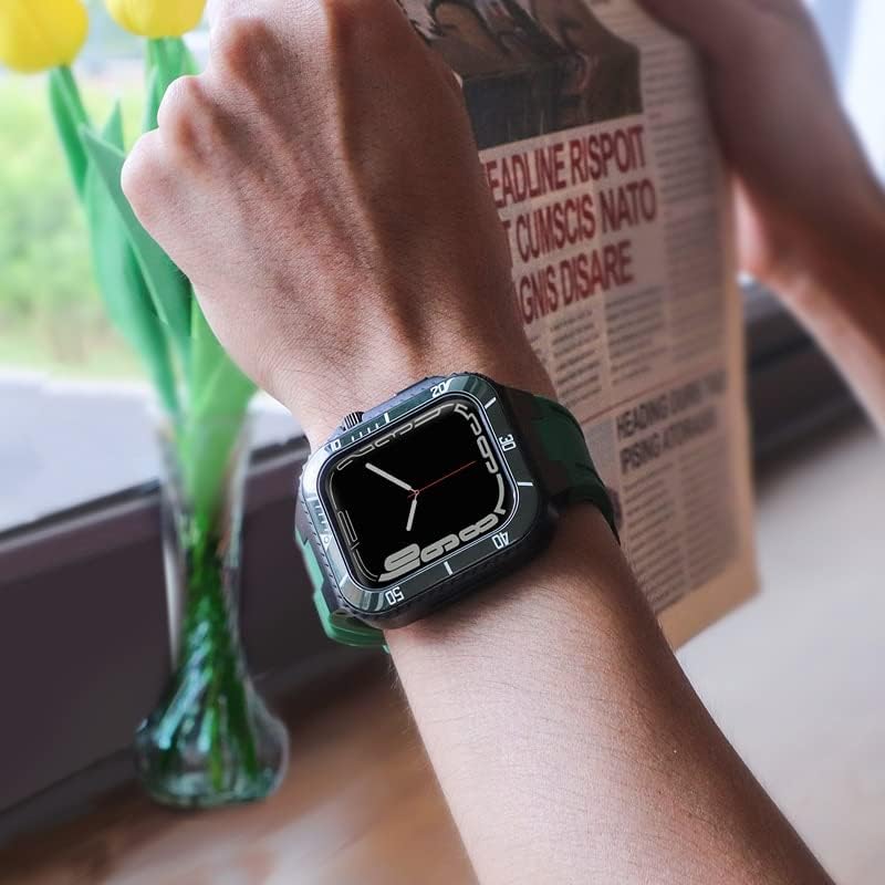 Vevel modifikacijski kampanj za Apple Watch Band 45mm 44mm metalna futrola + keramički poklopac mod mod