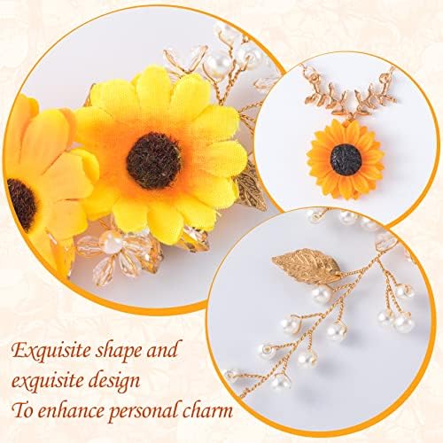 Oiiki Sunflower bridal Accessories Kit, vjenčana suncokretova traka za glavu, vjenčane suncokretove Ogrlice