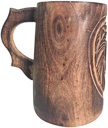 KolekcionarstvoBuy ručno izrađen retro drveni pivski šal ručni rezbareni lav emboss dizajn ekološki prihvatljiv
