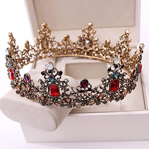 S SNUOY barokne Krune za Žene Crystal Wedding Full Round Crown Queen Tiaras Bronze Hair Accessories Costume