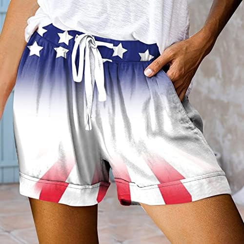 Kratke hlače za žene Ljeto Ležerne prilike, američka zastava biciklističke kratke hlače labavi montirani