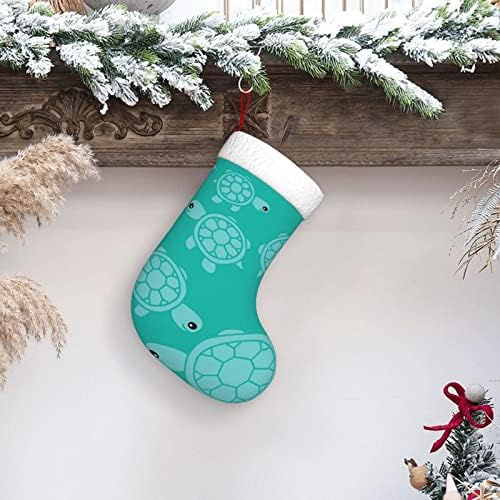 CutedWarf Green Tortoise Božićni čarapa Xmas Holiday ukrasi Kamin Viseći čarapa 18 inča čarape