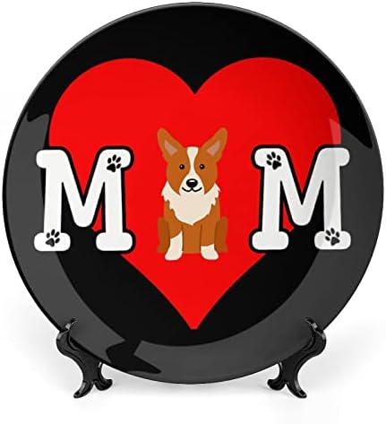 Corgi Dog Mam Heart Funny Bone Kina Dekorativna ploča okrugla keramičke ploče zanat sa zaslonom za uredski