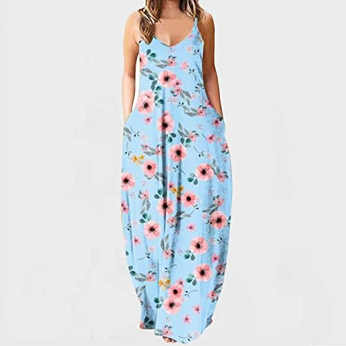 Ženska ljetna cvjetna dugačka haljina Ležerne prilike Ležerne prilike Maxi sandresses haljina za plažu bez