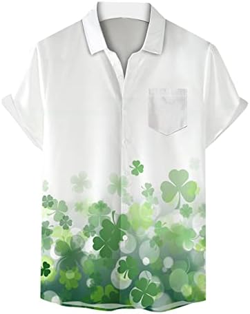 Muške košulje za Dan Svetog Patrika Irska djetelina Print Button Down Hawaiian Shirts Casual kratki rukav