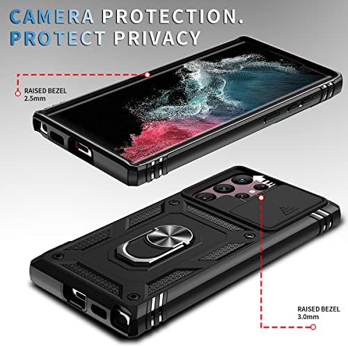 pompvla otporan na udarce za Samsung Galaxy S22 Ultra Case 5G, ugrađen u magnetni prsten za postolje za