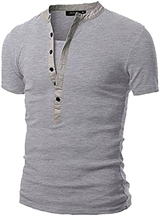 Muška košulja Henley Casual Slim Fit s kratkih rukava Majice Soft V izrez Casual Basic Custom gumb gore