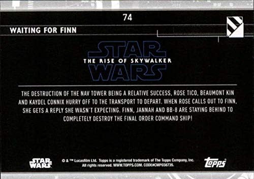 2020 TOPPS Star Wars Raspon Skywalker serije 2 74 Čekam Finn trgovačku karticu