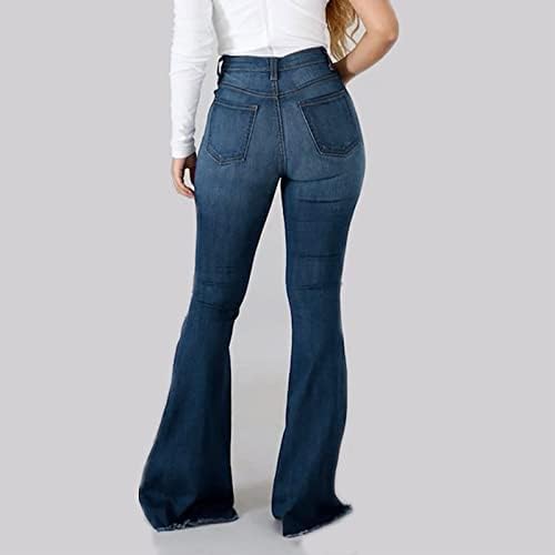 Ženska moda Svestrane traperice Plus veličine sa džepovima Široke hlače za noge Oprenjene superene traperice