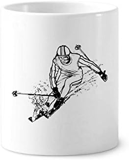 Zimska sport crno skijanje ilustracija četkica četkica za četkicu za drhtavice keramičke stalak za olovke