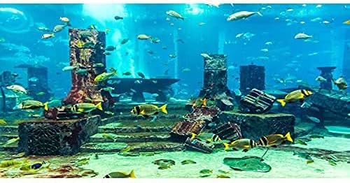 AWERT podmorska tema Akvarij Pozadina Šarene koralne tropske ribe ruševine podvodne svjetski riblje rezervoarska