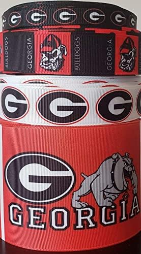 7/8 i 1 i 3 inča Gruzija Grosgrain Ripbon 4 Yards Mješani Mnogo Bulldogs Ispisani su za kosu lukove zanatski