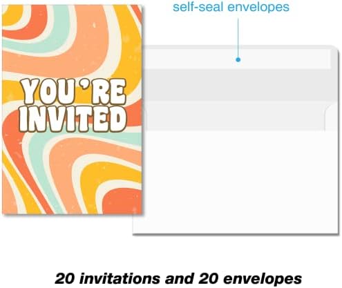 Soiceu Colorful Retro Eleven je pozivnice za rođendan 11. rođendana sa koverte od 20 tratinčica hipi 70s