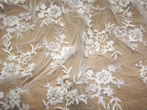 Roxanne Beaded & amp; Sequinned Tulle Couture svadbena čipkasta tkanina porcelan-po metru