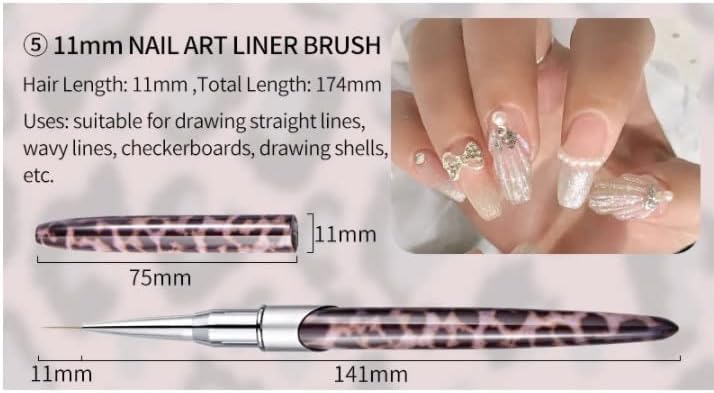 Asuvud četkica za nokte Leopard metalna ručka produžetak crteža rezbarenje olovke Gel alati za manikuru