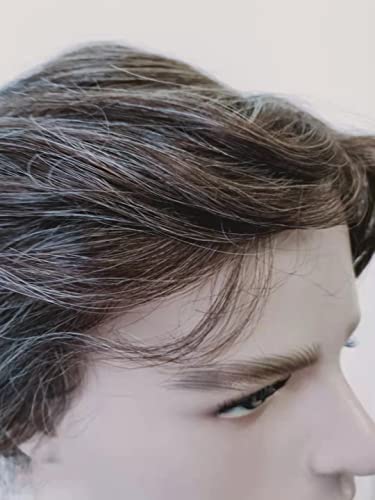 Ljubazni muški komadi bijele sijede kose meka tanka koža muški tupe sa 20% bijele kose ljudska kosa komadi