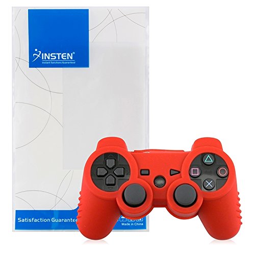 Insten silikonska futrola za kožu kompatibilna sa Sony PS3 kontrolerom, Crvena