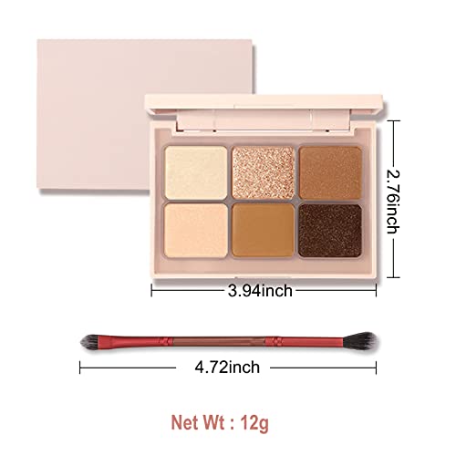 Erinde mat Shimmer Eyeshadow Palette Makeup - 6Neutral mat Shimmer nijanse, Ultra-Blendable, bogate boje,