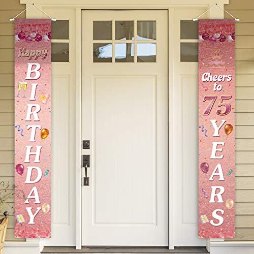 Sretan rođendan živjeli za 75 godina Pink Yard Sign Door Banner 75th Birthday Decorations potrepštine za