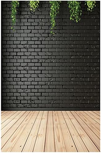 DHXXSC 6X9FT čista crna cigla zid fotografija pozadina drveni pod zelena portretna fotografija rekviziti