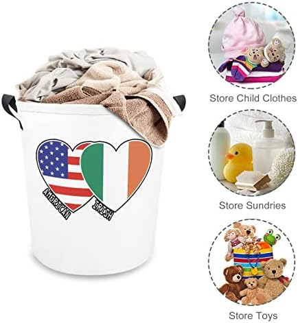 Srca Irske američke zastave velika korpa za pranje veša torba za pranje sa ručkama za koledž spavaonica