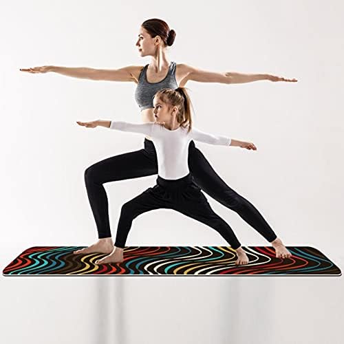 Debela neklizajuća Vježba & amp; fitnes 1/4 prostirka za jogu sa apstraktnim iskrivljenim linijama pozadinski