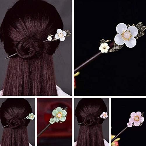 Houchu 3kom štap za kosu Vintage drvena ručno rađena ukosnica Kineski stil cvijet za kosu Stick klasična ženska dodatna oprema za kosu drvena Vilica za kosu