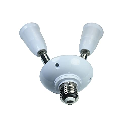 Ycsssd 2 u 1 E26/ E27 adapter za Rasvjetnu utičnicu, standardni Osnovni LED Konverter sijalica, 360 stepeni podesivi 180 stepeni savitljivi Adapter za žarulju